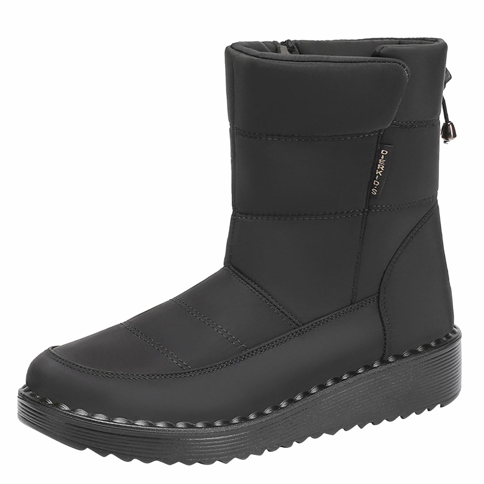 Black Womens Snow Boots High Top Fleece Lining Warmth Lightweight ...