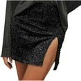 thumbnail image 1 of Black Womens Spandex Going Out Skort for Ladies Bodycon Sequin Bling Slit Pencil Glitter Plain Mini Petite 2025 Clothing Trendy Country Concert Y2K XL, 1 of 6