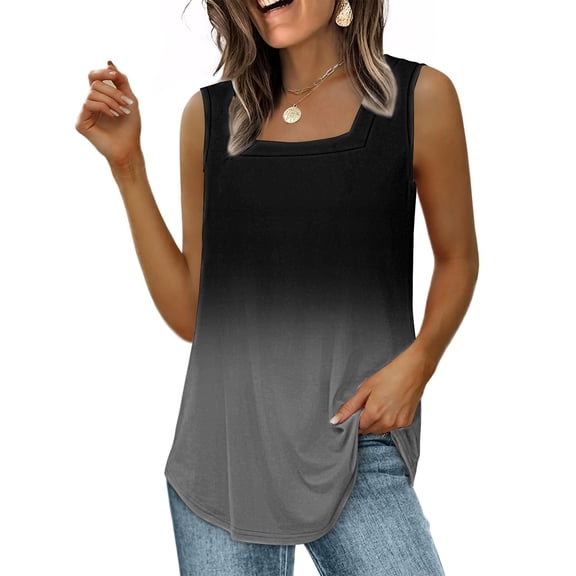 Black Womens Summer Tops Square Neck Casual Shirts Blouses for Women Summer Outfits 2025 Casual Shirts Blouses Tank Tops for women