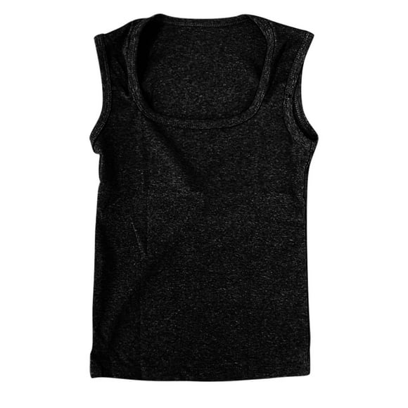 Black Womens Tops Women's Crop Top Pleated Square Neck Stretch Basic Vest Shirts for Women