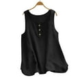 thumbnail image 1 of Black Womens Tops Womens Crew Neck Sleeveless Top T Shirt Button Up Top T Shirts for Women, 1 of 4