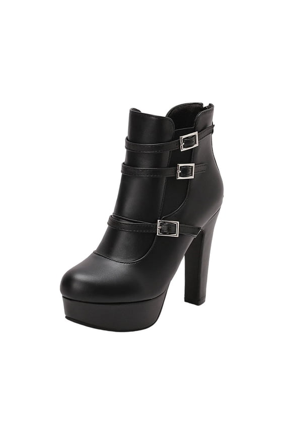 Black Womens Winter Boots With Back Zipper And Round Toe For Comfortable And Fashionable Outfits