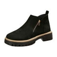 thumbnail image 1 of Black Womens Winter Boots With Side Zipper And Low Heel For British Style And Everyday Use, 1 of 9