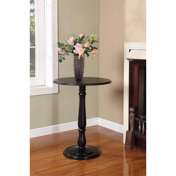 Black Wood 14-Inch Round Accent Side Plant Stand Display Table