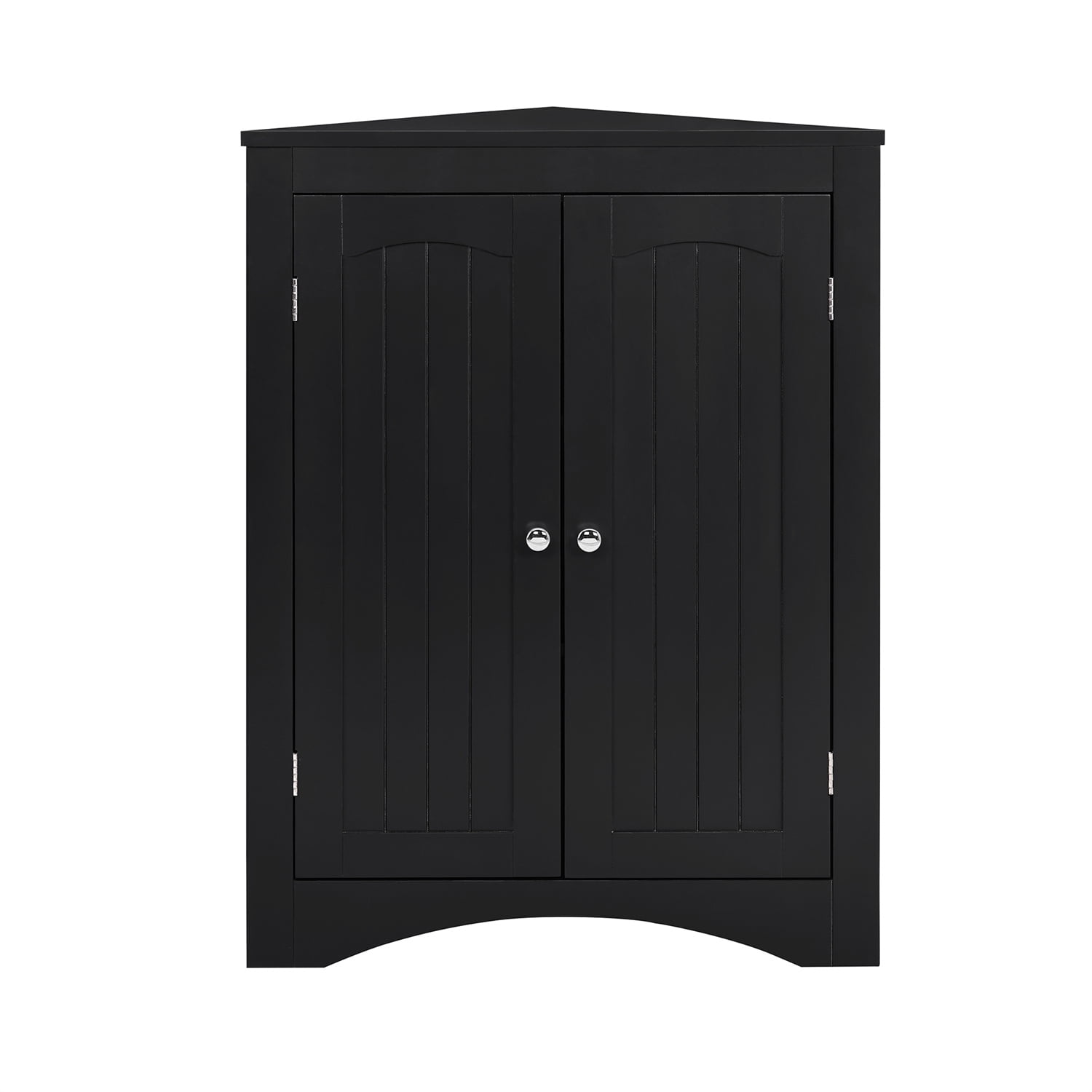 Black Wood 32.3 in.H Storage Corner Cabinet with Shelves