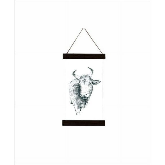 Black Wood, Canvas Sign, Farm Animal Cow Art Farmhouse Style Décor Print, Lightweight Ready to Hang Wall Hanging, 9x15-Inch