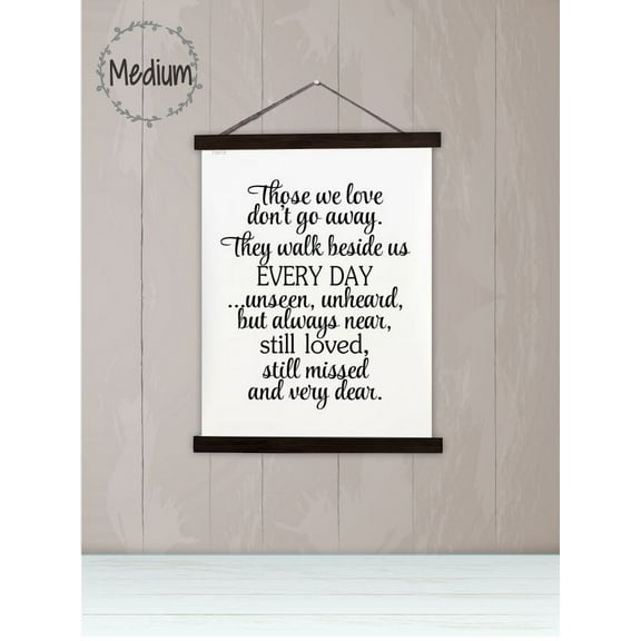 Black Wood, Canvas Sign, Those We Love Don’t Go Away Memorial Wall Décor Quote Sign, Lightweight Ready to Hang Wall Hanging, 15x19-Inch