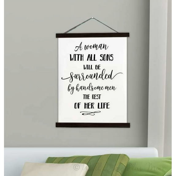 Black Wood Canvas Sign Wall Hanging A Woman With All Sons Wall Art Sign 23x30-Inch