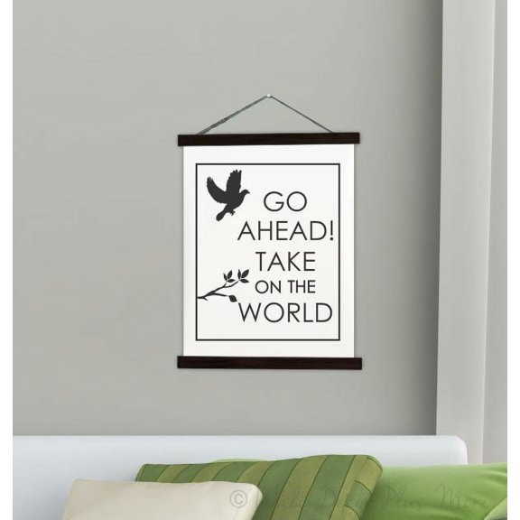 Black Wood Canvas Sign Wall Hanging, Baby Nursery Wall Art Take on the World 19x24-Inch