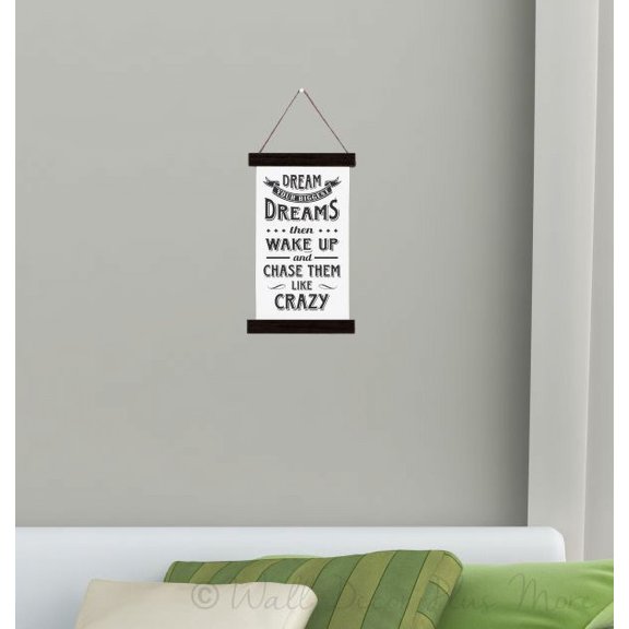 Black Wood Canvas Sign Wall Hanging, Dream Chase Them Like Crazy Nursery Wall Art 9x15-Inch