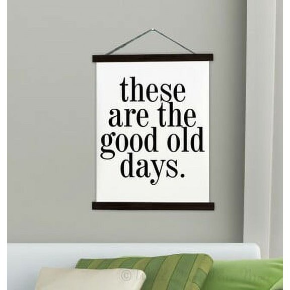 Black Wood Canvas Sign Wall Hanging, Good Old Days Quote Wall Art Print 23x30-Inch