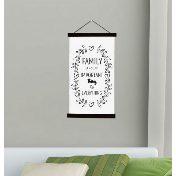 Black Wood & Canvas Wall Hanging Family Is Everything Farmhouse Décor Wall Art Quote Large 15x26-Inch