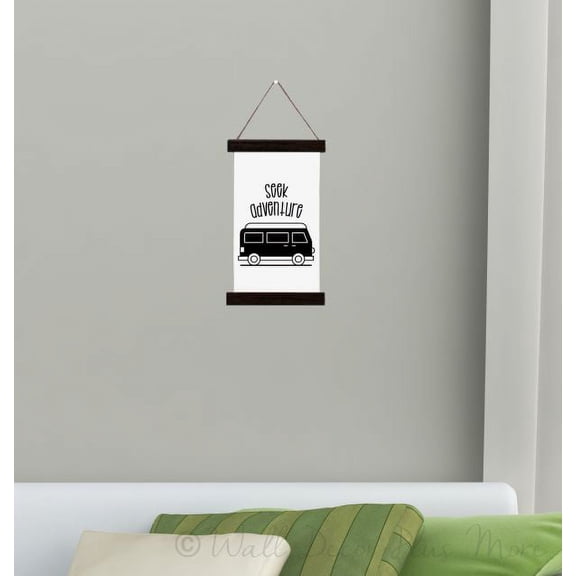 Black Wood & Canvas Wall Hanging Seek Adventure Retro Camper Décor RV Wall Art Small 9x15-Inch