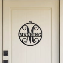 Black Wood Circle Initial Plaque