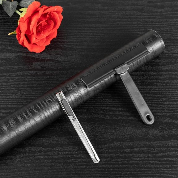 Black Wood Contact Paper with Tools 11.8" x 197", Upgraded Thickened Peel and Stick Wood Grain Wallpaper, Breathable Anti-Bubble Design, Easy to Clean Self-Adhesive Decorative Film