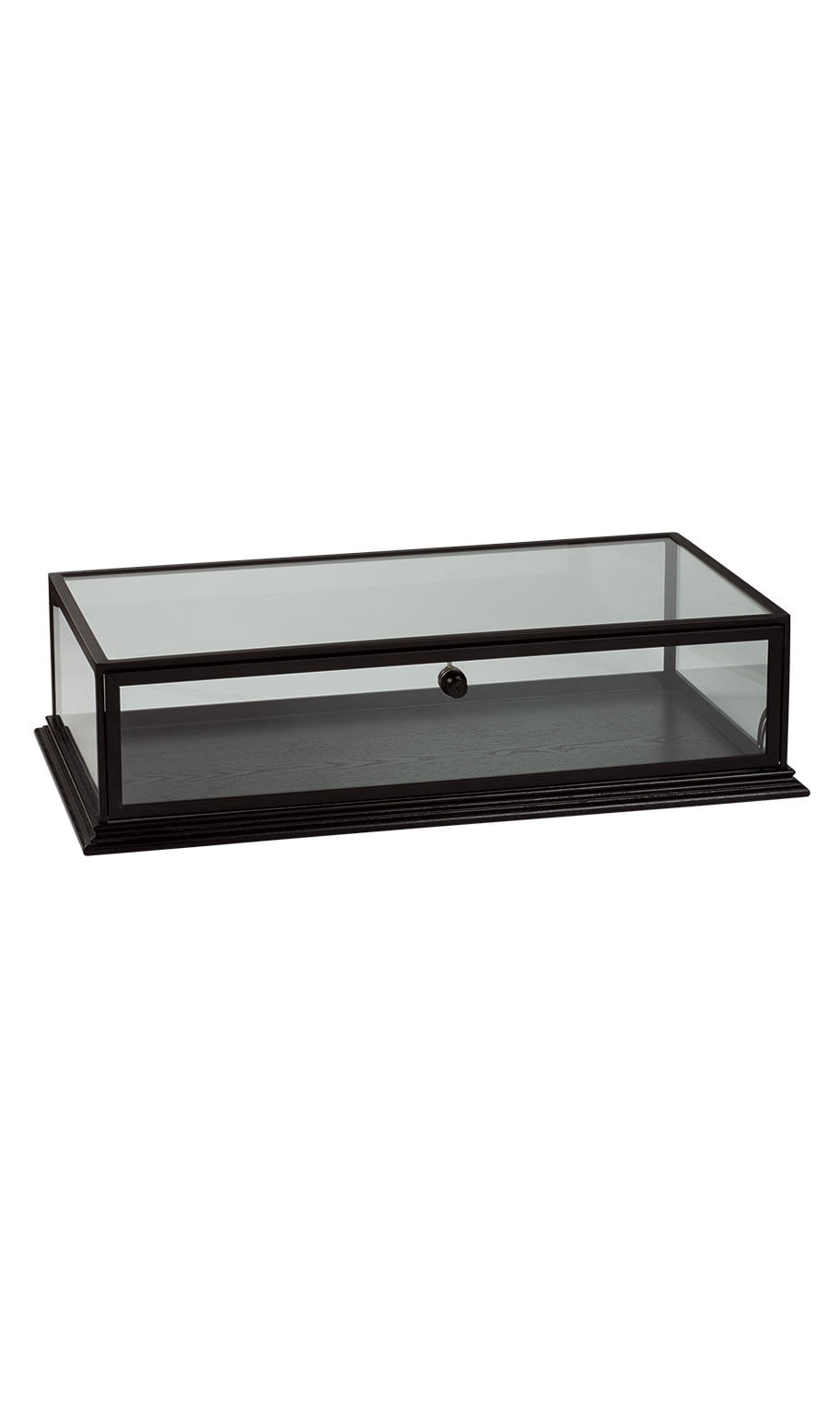 Black Wood and Glass Countertop Display Case with Secure Lock