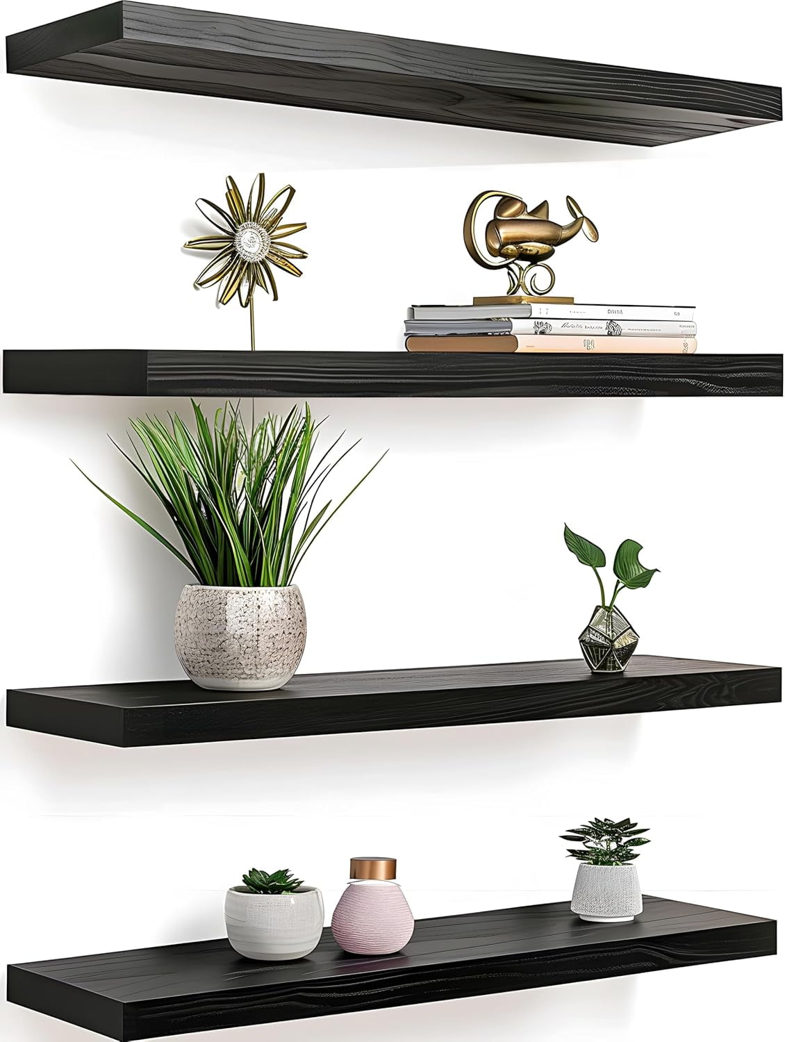Floating Bookshelf - Industrial Pipe Shelving, Rustic White Wall ...