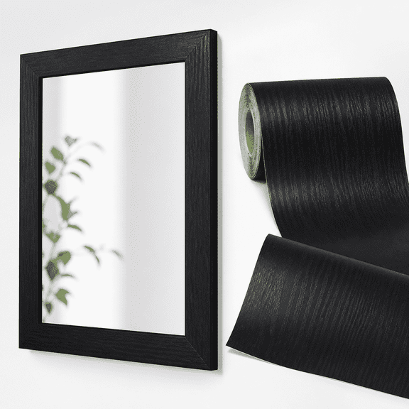 HAMANNI Black Wood Grain Repair Tape 1.97 inx393.7 in, Self-Adhesive PVC Border for Furniture Edges & Scratches, Waterproof.