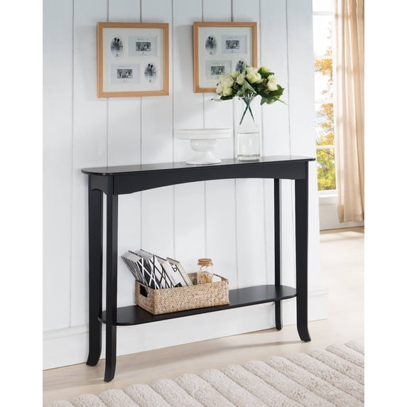 Black Wood Occasional Entryway Console Sofa Table With Storage Shelf