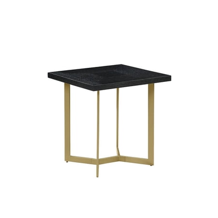 Black Wood Sofa End Table with Gold Painted Legs