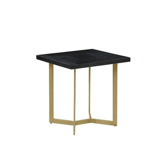 Black Wood Sofa End Table with Gold Painted Legs