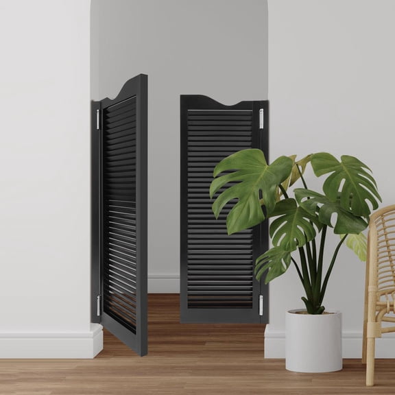 Black Wood Swinging Door Wall-Mounted Double Half Cafe Doors 2* Bar Doors 35.43*47.24in for Houses, Kitchens, Storage Rooms