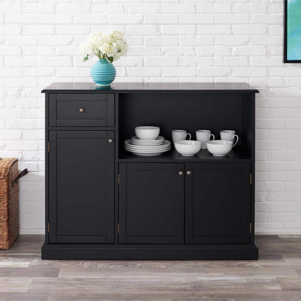 Black Wood Transitional Kitchen Pantry (46 in. W x 36 in. H) - Walmart.com