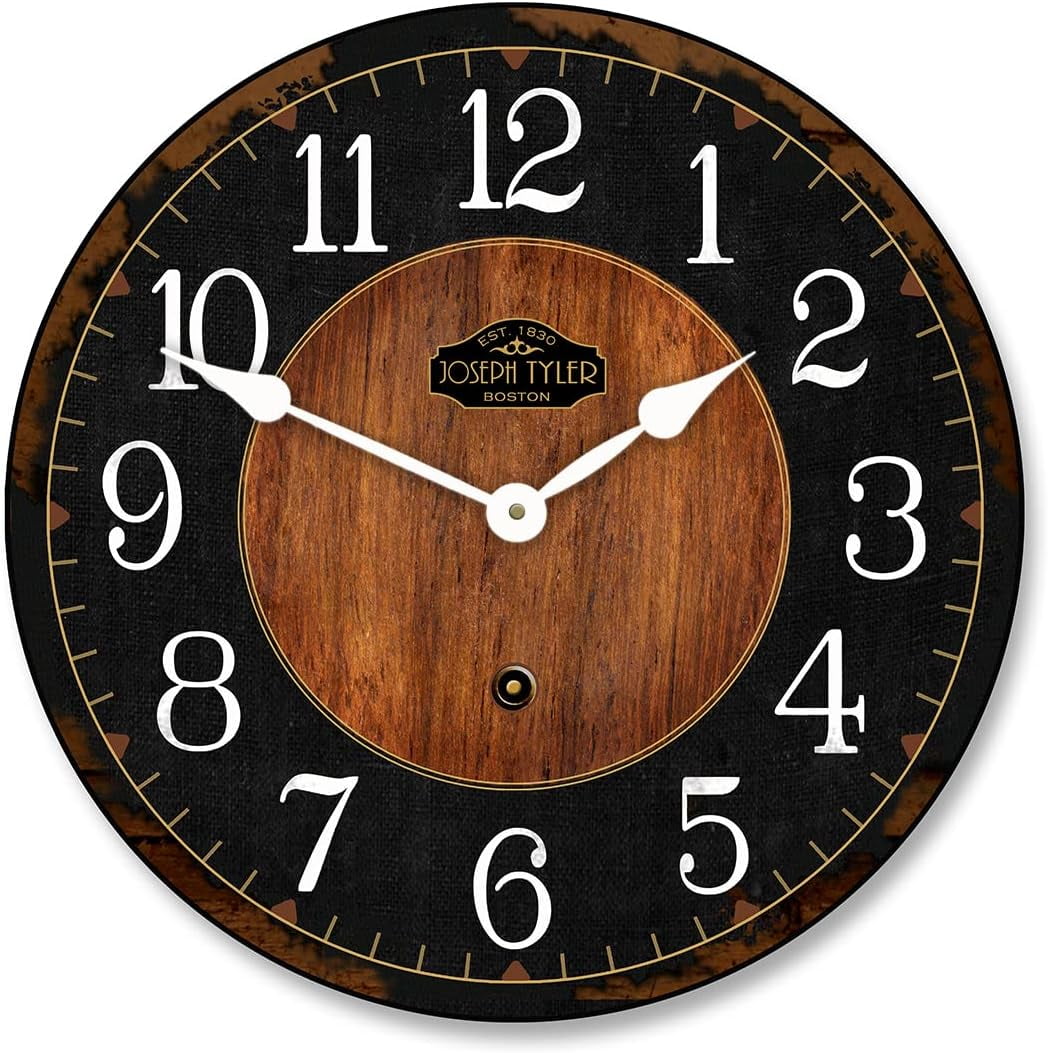 Black & Wood Wall Clock 2 Ultra Quiet Quartz Mechanism Hand Made in