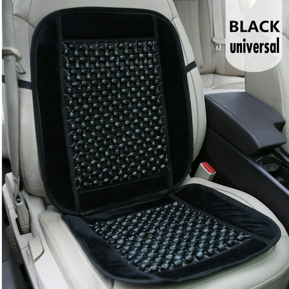 Black Wooden Beaded Plush Velvet Seat Cover Ultra Comfort Massage Car Seat Cushion