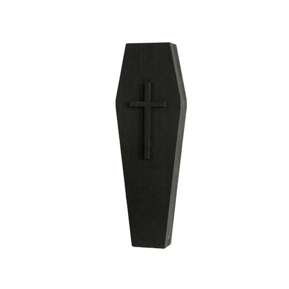 Black Wooden Coffin Box with Decor Halloween Gothic Jewelry Storage Casket Box