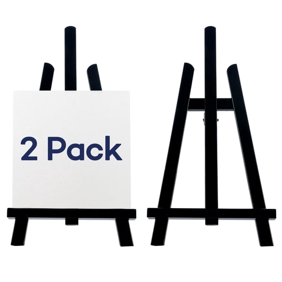 Artkey Black Wooden Display Easel, 13 inch Tabletop A-Frame for Canvas, Picture Frame, Sign & Plate, Radiata Pine Wood, 2 Pack