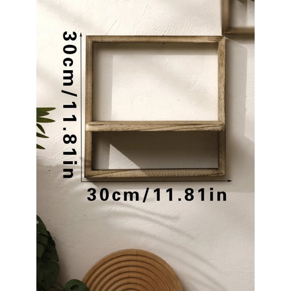 Black Wooden Floating Wall Shelf Square Plant Flower Pot Tray Display Stands Boho Home Decor Shelf for Bedroom Living Room Gifts