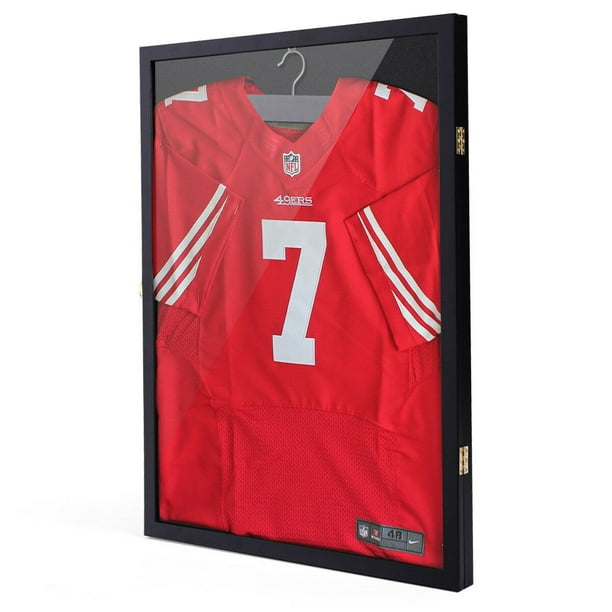 Black Wooden Framed Jersey Display Case, Cloth Shadow Box Wall