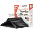 thumbnail image 1 of Black Wooden Hangers 100 Pack – Heavy-Duty with 360° Swivel Hook, Non-Slip, Pants Bar & Shoulder Grooves - Wooden Hangers for Suits, Jackets, Dresses & Camisoles, Space-Saving and Smooth Finish, 1 of 8