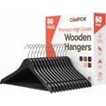 thumbnail image 1 of Black Wooden Hangers 50 Pack – Heavy-Duty with 360° Swivel Hook, Non-Slip, Pants Bar & Shoulder Grooves - Wooden Hangers for Suits, Jackets, Dresses & Camisoles, Space-Saving and Smooth Finish, 1 of 8