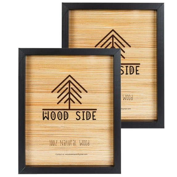 Black Wooden Picture Frames 8x10 - Set of 2 - 100% Eco Natural Solid Wood with Thick Borders for Wall Mount and Tabletop, Real Glass