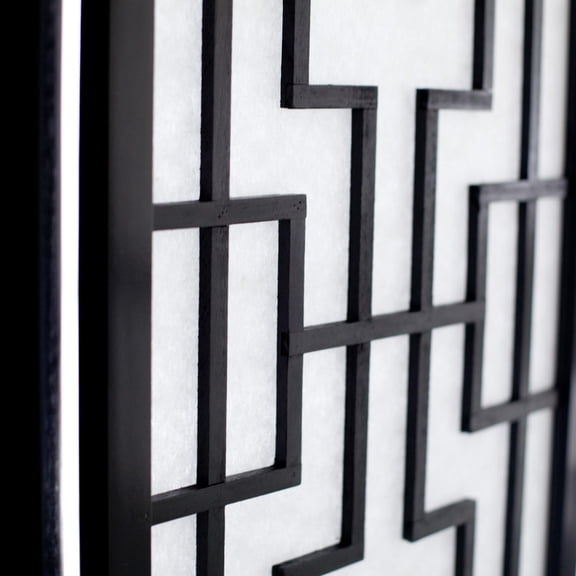 Black Wooden Room Divider Screen with Rice Paper Panels, 3 Panel Folding Privacy Screen for Living Room, Bedroom, Office