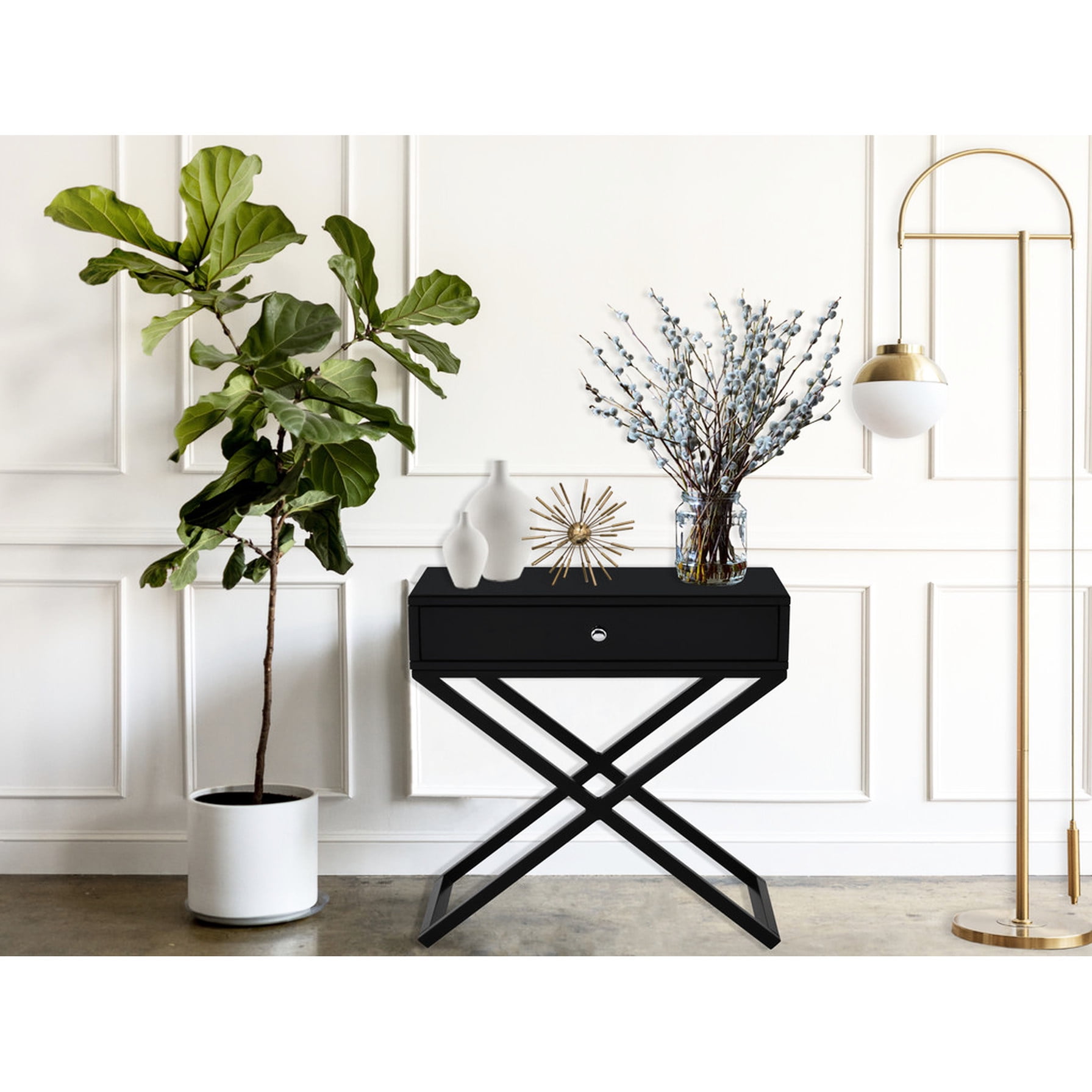 Black Wooden Table with Interior Drawer - Keep Essentials Handy ...