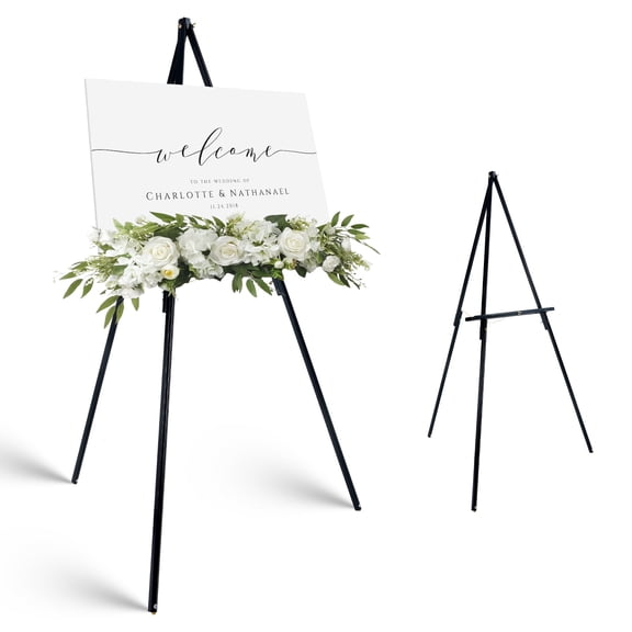 Artkey Black Wooden Tripod Easel, Pine Wood Display & Painting Easel, Adjustable Canvas Holder, Stable A-Frame Floor, Black Finish, 1 Pack