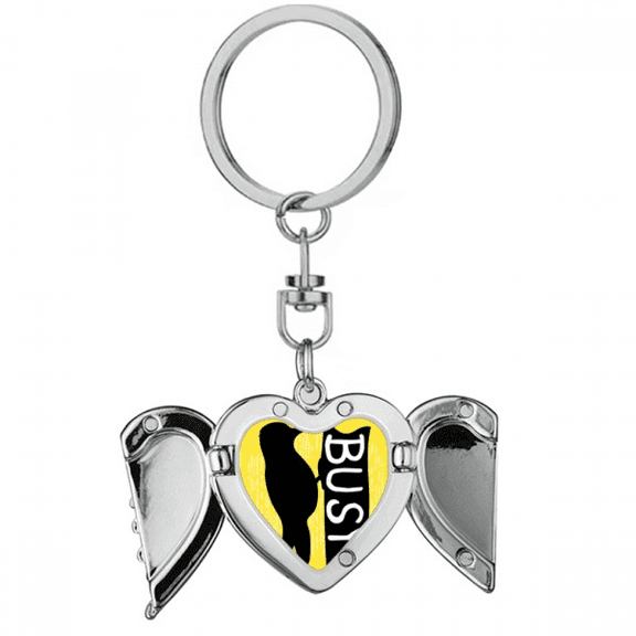 Black Woodpecker Animal Outline Natural Heart Angel Wing Key Chain Holder