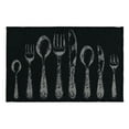 thumbnail image 1 of Black Wool-Effect Kitchen Mat with Chic Cutlery Print 32 x 20 Inches, 1 of 5