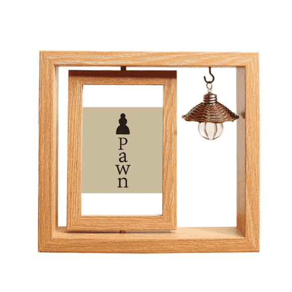 Black Word Chess Game Wooden Rotating Picture Photo Frame 4x6