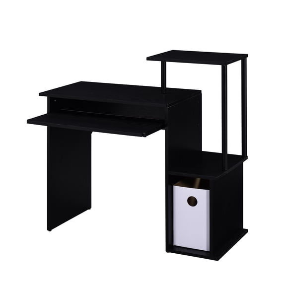 Black Work Desk With Keyboard Tray And Organizing System Computer Integrated Storage Unit