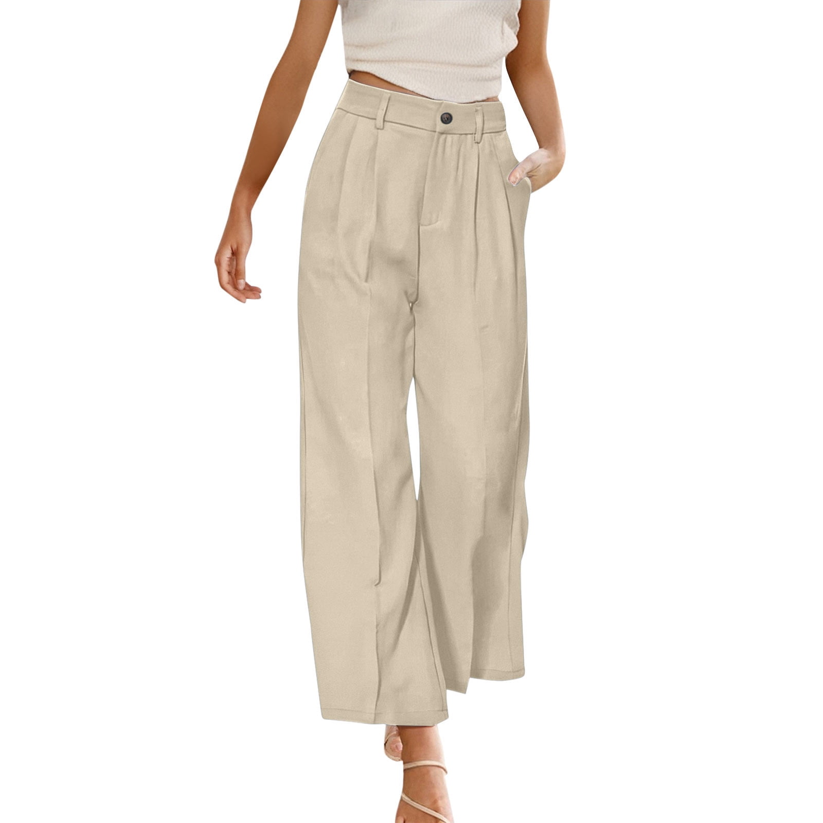 Black Work Pants Women Womens Casual High Waisted Wide Leg Pants Work ...