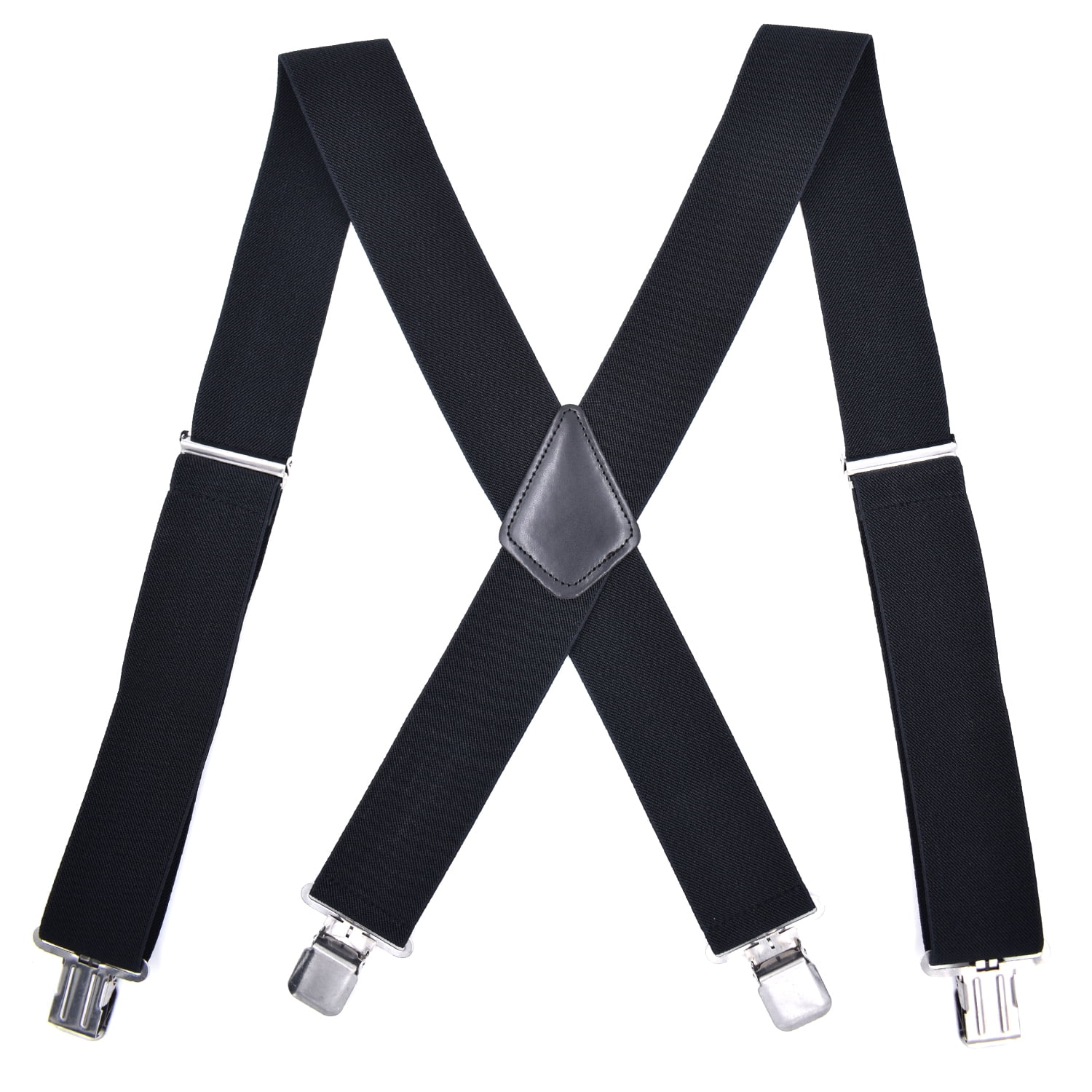 Black Work Suspenders For Men Pants With Heavy Duty Clip Wide XBack