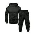 thumbnail image 1 of Black Workout Gym Matching Lounge Jogger Pants 2PC Set for Mens Winter Fall 2 Piece with Hood Straight Leg Basic Long Leg Pants Jacket Hood Outfit 2PC Set Mens 2025 S, 1 of 4