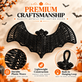 thumbnail image 1 of Black Woven Bamboo Bat Wall Art Decor, 1pc Handcrafted Rattan Halloween Ornament, Festive Hanging Decoration for Wall, Porch, Living Room & Holiday Atmosphere, 1 of 7
