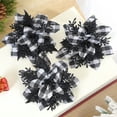 thumbnail image 1 of Black Woven Fabric Christmas Flowers | 5-Piece Set for Wreaths & Tree Decorations | 5.12-Inch Holiday Floral Ornaments | Festive Home Decor Accessories, 1 of 6