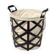 thumbnail image 1 of Black Woven Metal Basket with Cream Fabric Liner, 1 of 8