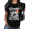 thumbnail image 1 of Black Wranglin Feral Children Graphic Tees Print Tshirt Casual Shirts For Women Western Country Mom Life And Daily Wear Tops S-5XL, 1 of 5
